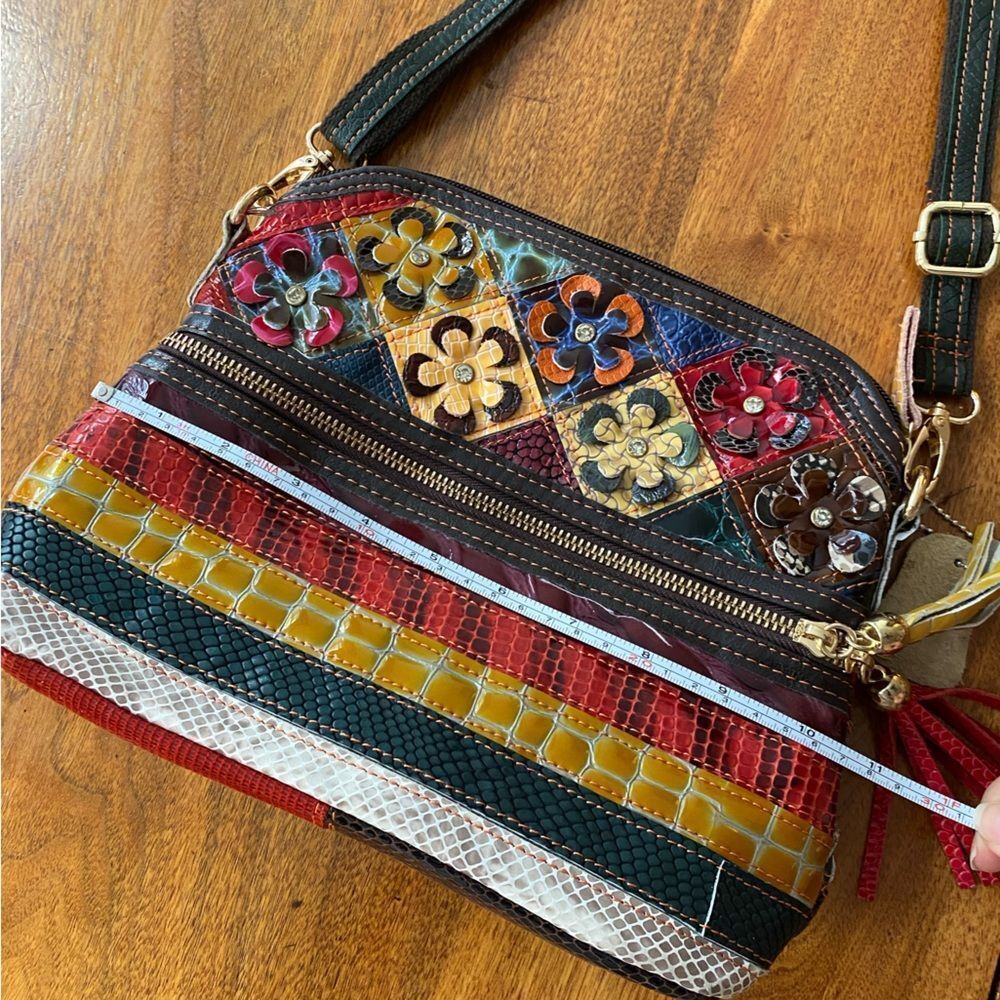 Multicolor Floral Embellished Women's Boho Artsy Purse Bag - Picture 4 of 7